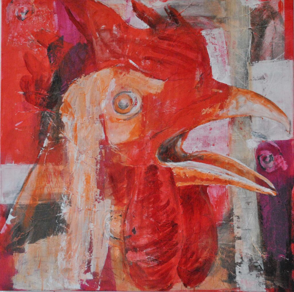 Gähnendes Huhn, 80x80cm