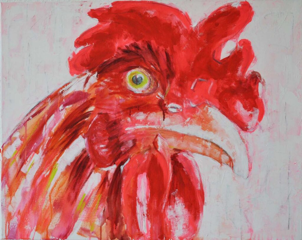 Fragendes Huhn, 80x100cm