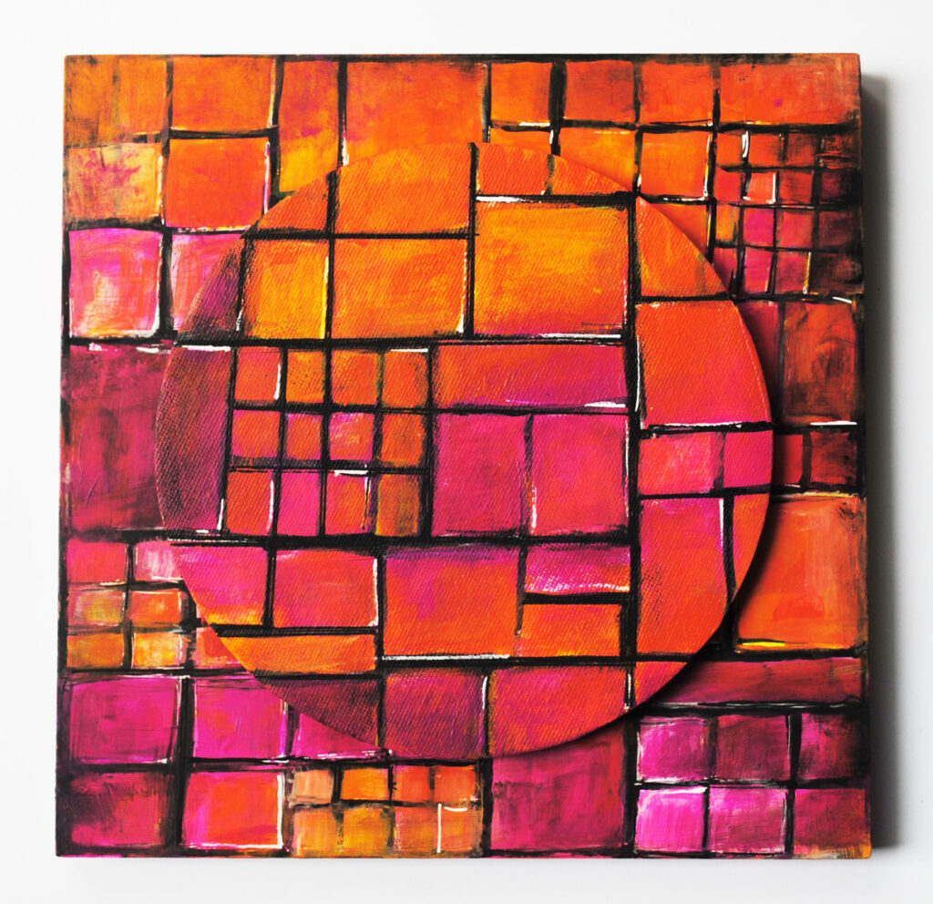 Kreis und Quadrat Orange (zwei Ebene) 20x20