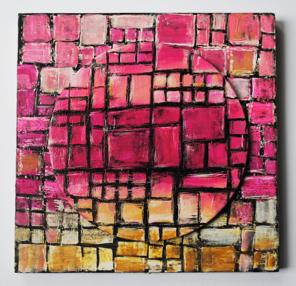 Kreis und Quadrat Rosa (zwei Ebene) 20x20