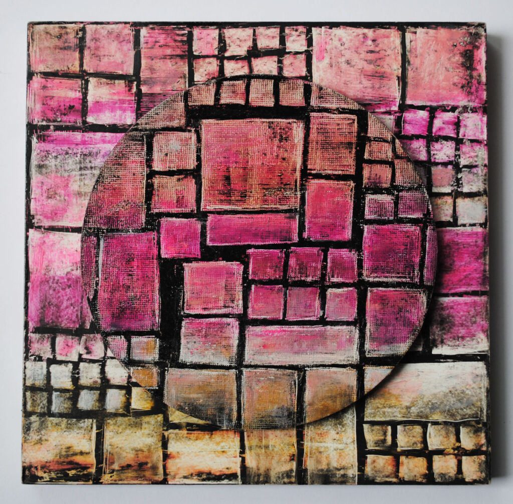 Kreis und Quadrat Pink (zwei Ebene) 20x20